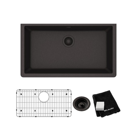 Elkay Single Bowl Undermount Sink Kit, 33" X 18-7/16" X 9-7/16", Black ELGRU13322BK0C